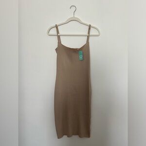 Beige/Nude Ribbed Bodycon Mini Dress🤎